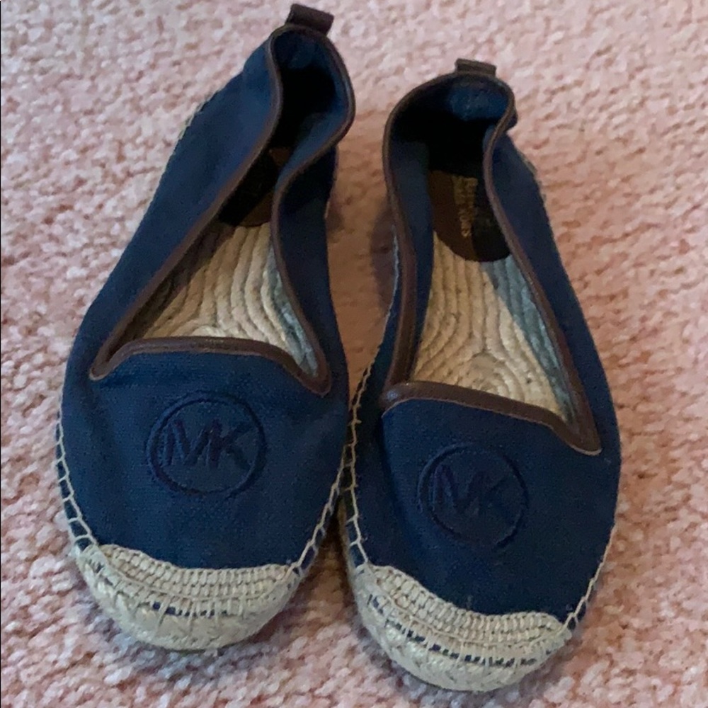 Michael kors navy blue espadrilles slip on flats